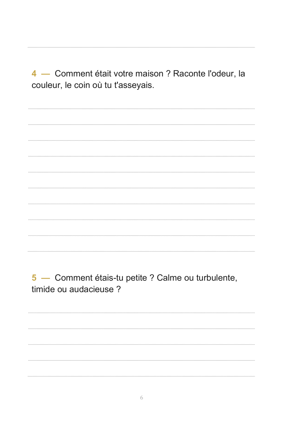 Une page de questions guidées